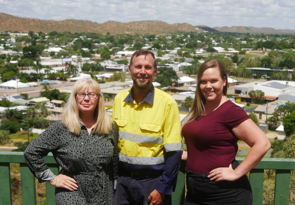 ELECTION: Robyn Ferrier, David Fletcher and Jennifer French at the Mount Isa look out. Photo: Aidan Green