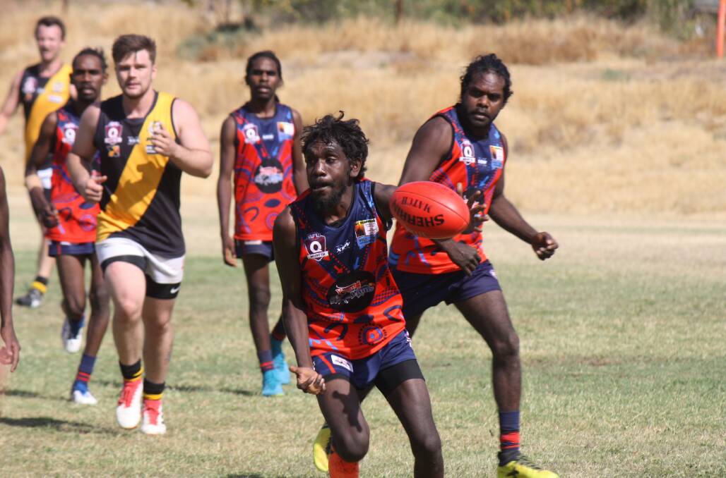 Lake Nash went down to the Tigers in the Mount Isa men's AFL semi-final. Photo: Aidan Green