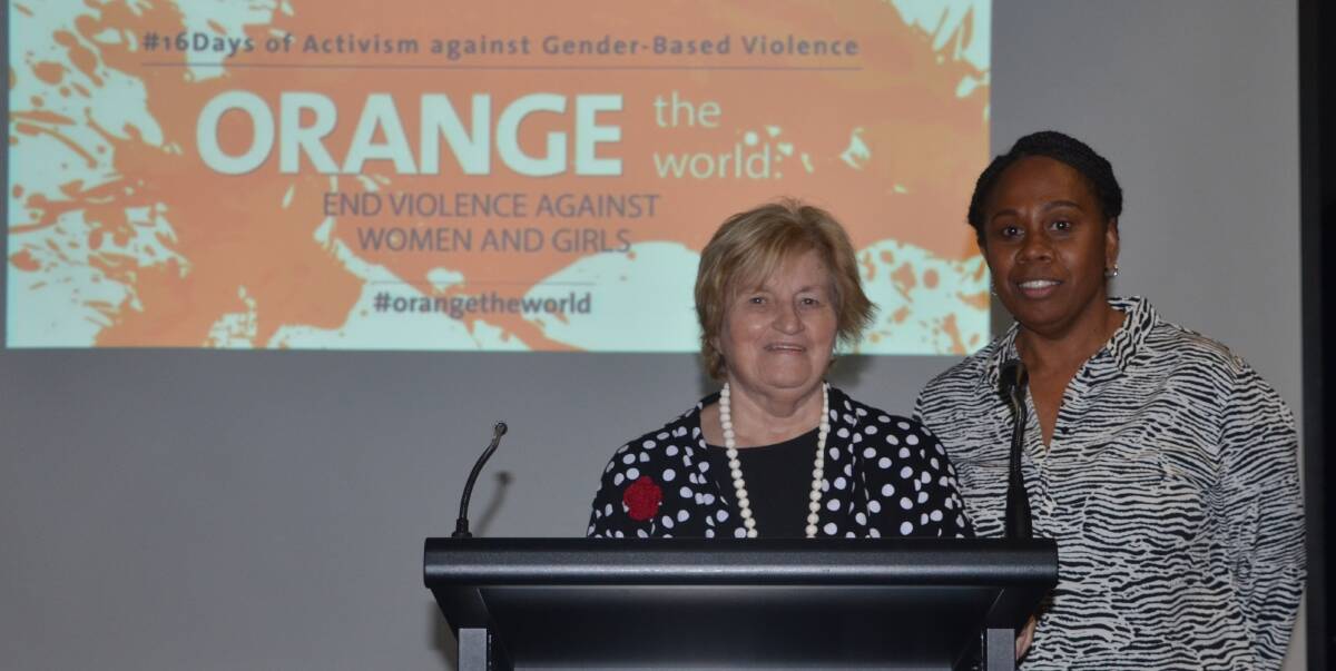 END-DV: Betty Taylor and Dea Bickey spoke at the International Day for the Elimination of Violence against Women to launch. Photo: Aidan Green. 