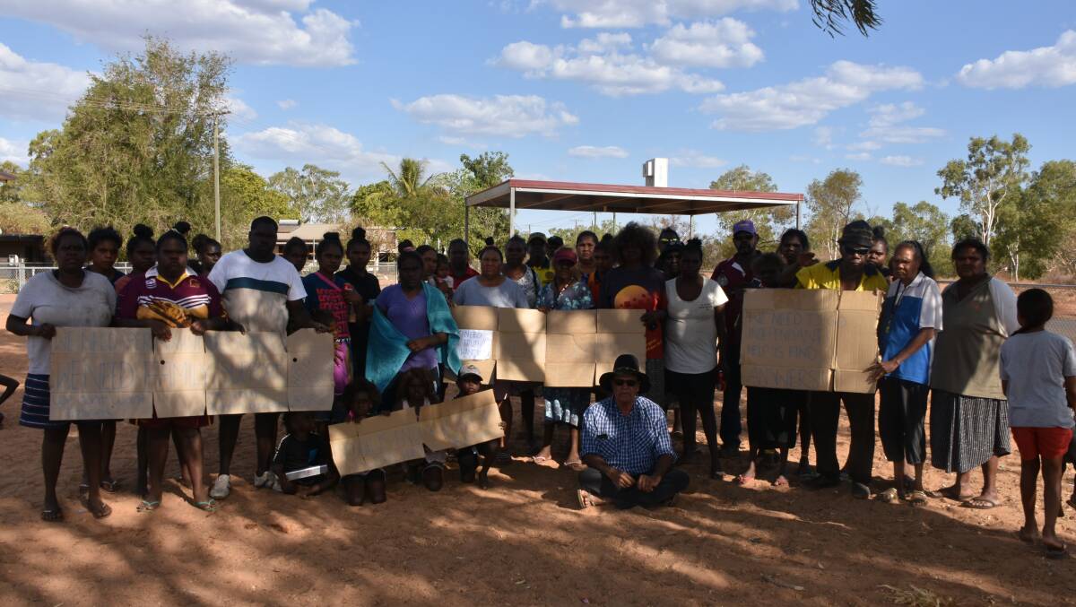 Doomadgee residents came together on Monday September 30 to protest recent deaths. Photo: Aidan Green. 