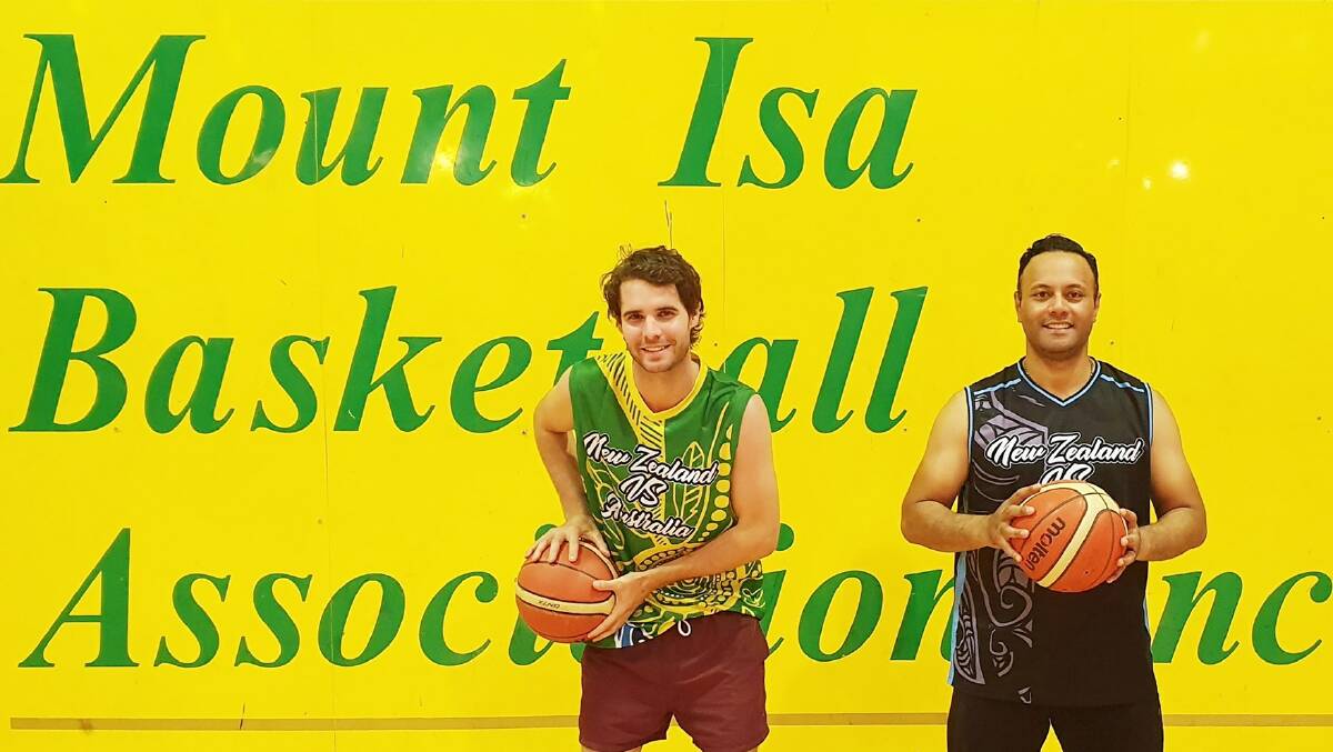 TREATY: Basketballers Jeremy Campbell and Jerome Sopoaga in their Waitangi Day singlets. 
