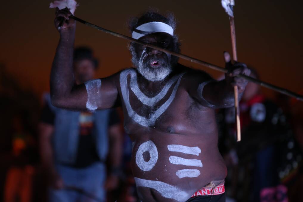 Aboriginal man showcasing some traditional dancing. Photo by ABC North West - Kelly Butterworth.