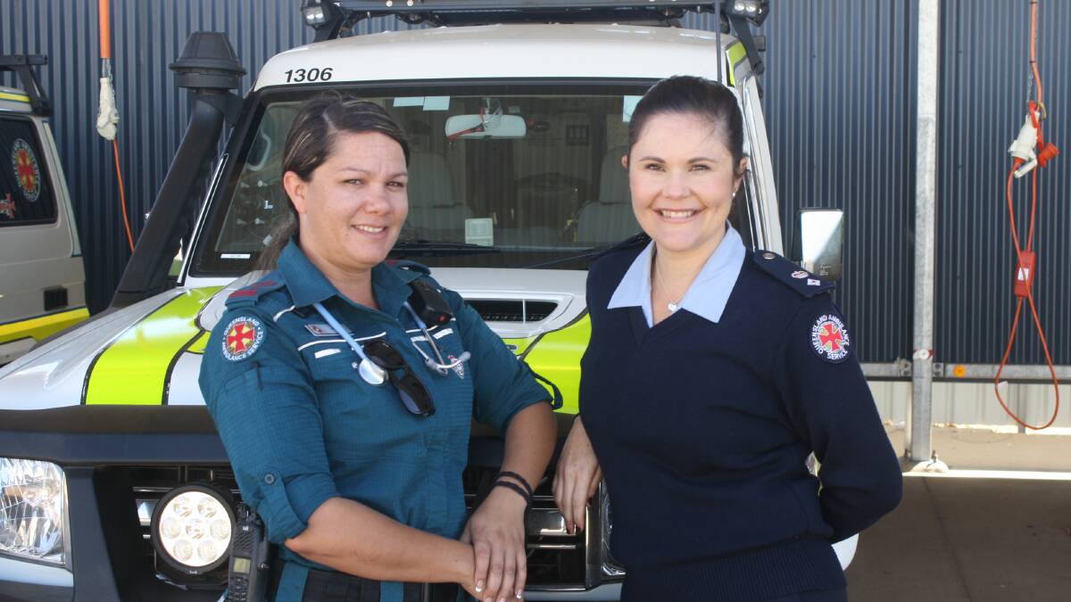 Ann Wilkinson and Jessika Brind at Mount Isa ambulance station. 