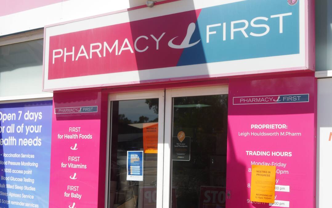 Pharmacy first has some advice for their customers. Photo: Aidan Green