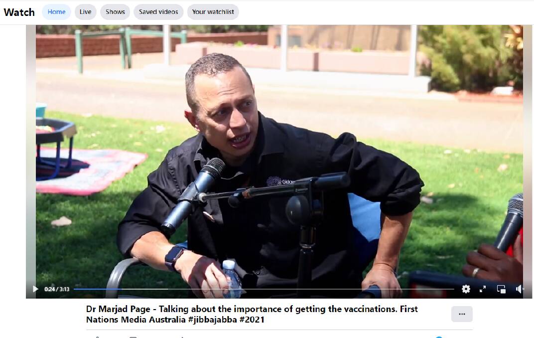 A screen-grab from an interview Dr Marjad Page did last month with MOB FM radio out of Mount Isa. Picture: Facebook. 