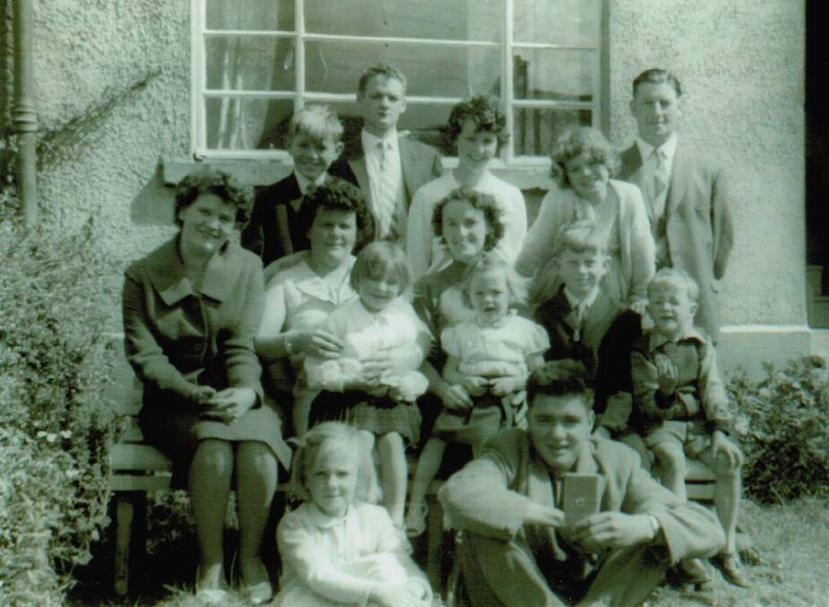 Matt Quinlan (back middle) with brothers and sisters and their aunts and uncles. Pictures: courtesy Bernadette Quinlan. 
