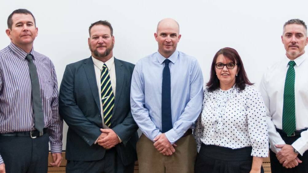 Cloncurry councillors: Dane Swalling, Damien McGee, Mayor Greg Campbell, Vicky Campbell and Brad Rix