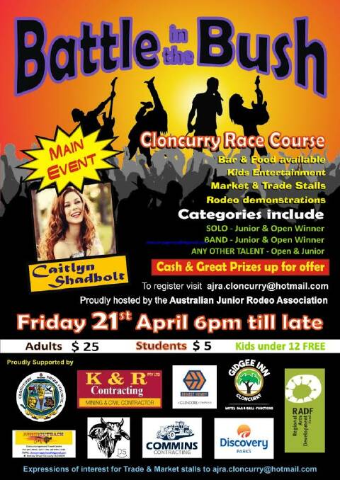 Event poster for Battle in the Bush which takes place Friday, April 21 at Cloncurry Racecourse.