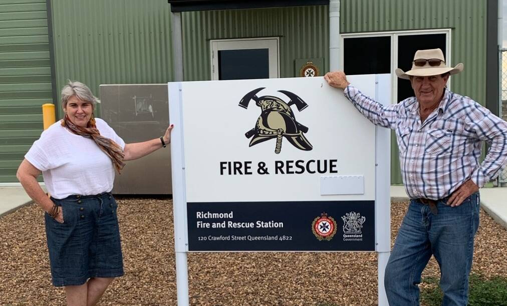 Marnie Smith and Cr John Wharton at the Richmond Fire and Rescue Station.