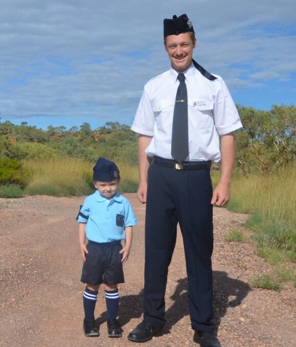 UNIFORM APPROACH: Marty Jones and Captain Sam Skinner are ready for the return of the Boys Brigade to Mount Isa. Photo: Derek Barry