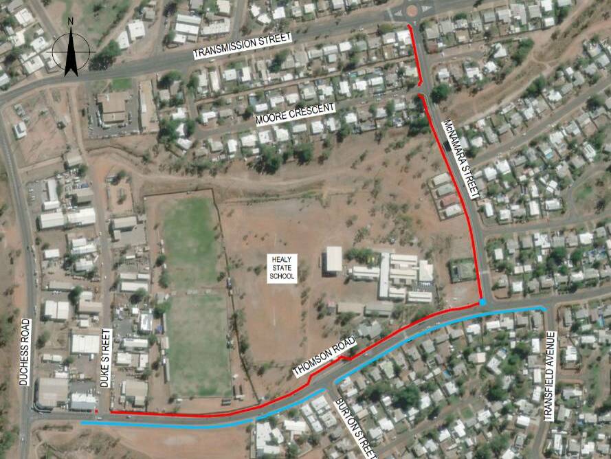 Stage 2 on Thomson Road in blue. Stage 1 in red is already complete.