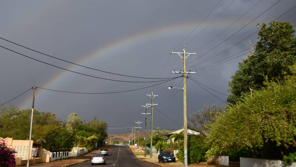 A rainbow in Mount Isa on Thursday night after the rain. Photo: Derek Barry