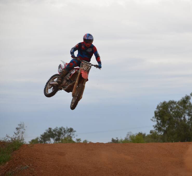 UP THERE: Mount Isa Dirt Bike riders will be flying high again on Sunday. Photo: Derek Barry