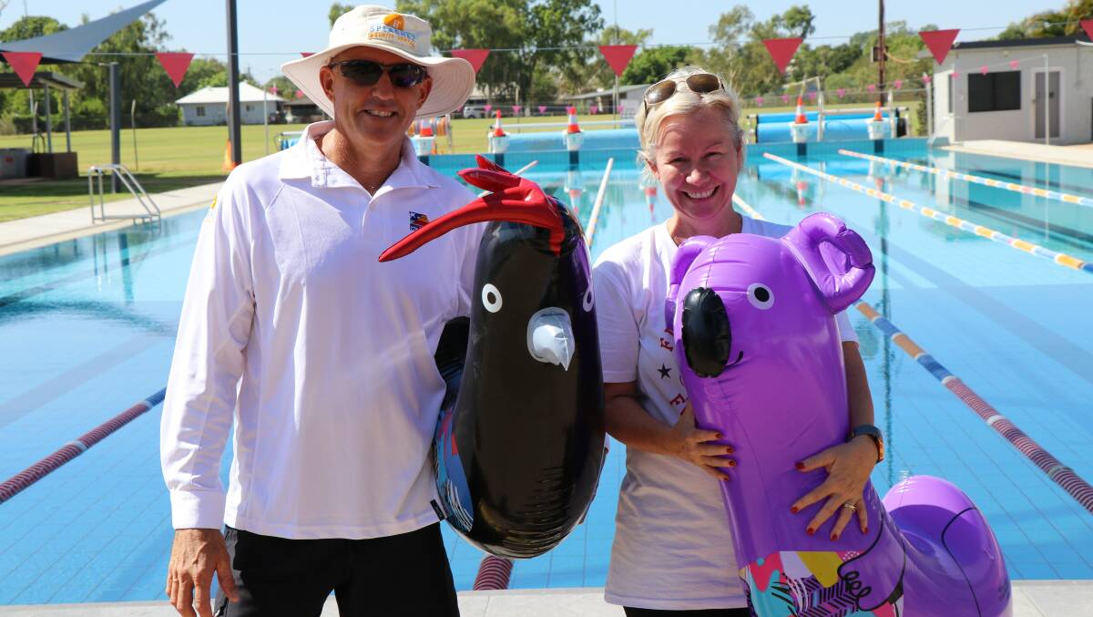 COOL DOWN Splashez Aquatic Centre Manager Matt Kelly and Councillor Peta MacRae are gearing up for the Australia Day Pool Party. Photo:supplied