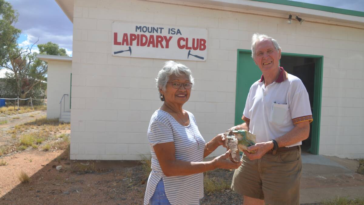 GOLDEN DAYS: Trinidad and Gottfried Kreutz celebrate 50 years of membership in the Mount Isa Lapidary Club at 4 Isaacson Rd. Photo: Derek Barry