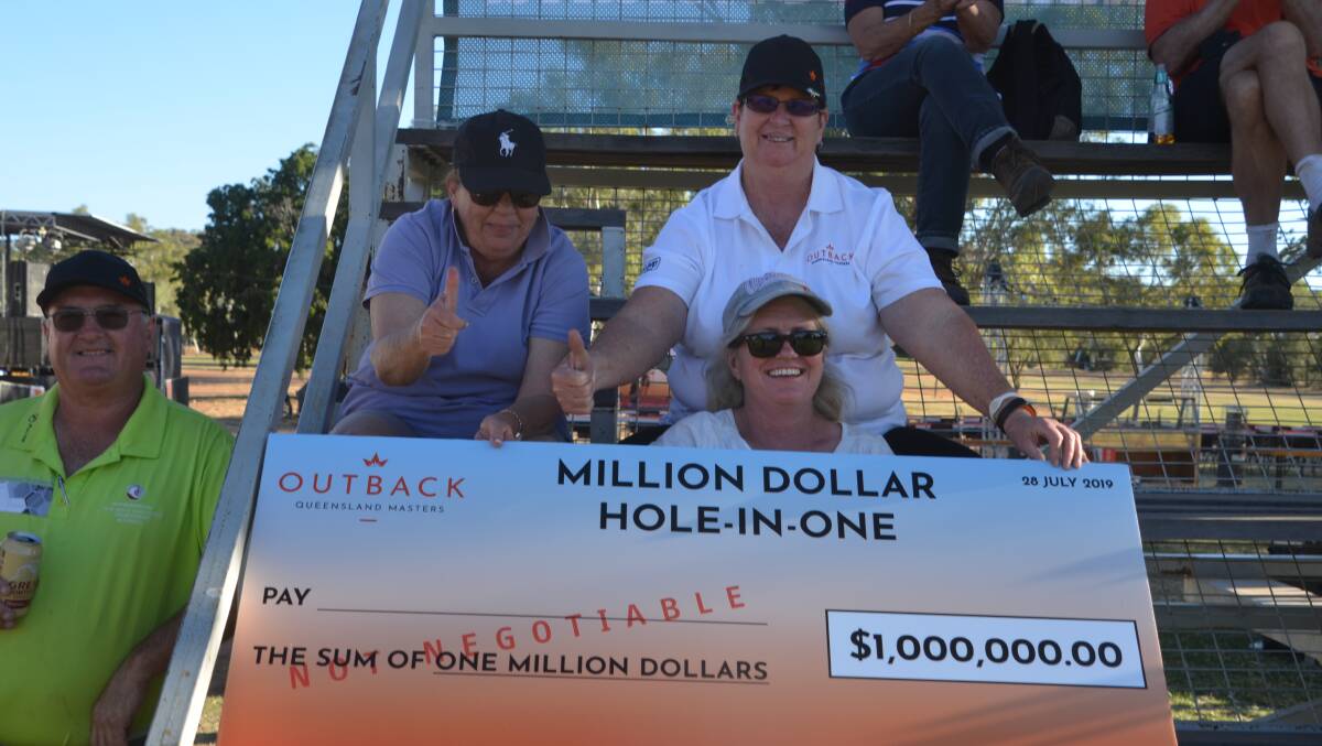 NO DEAL: The closest anyone got to the million dollar hole in one cheque at Mount Isa on the weekend. The cash goes off again in Longreach in 2020. Photo: Derek Barry