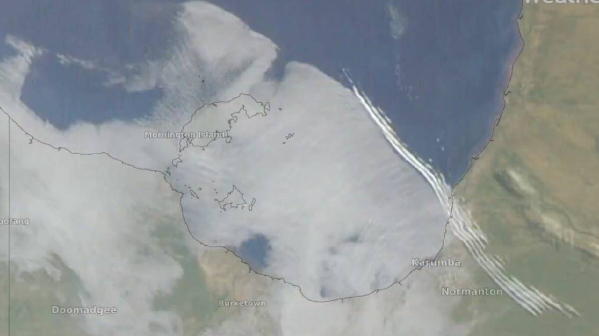 Satellite image of a morning glory cloud on Thursday.