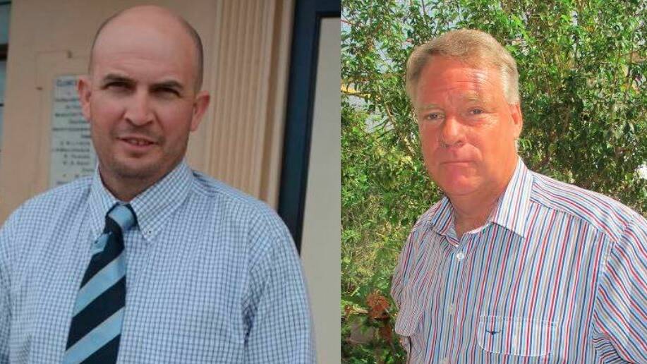 Cloncurry mayor Greg Campbell (left) is the new interim MITEZ president replacing Dave Glasson (right).
