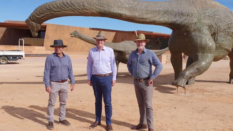 Winton Shire Mayor Gavin Baskett, Stirling Hinchliffe and Brett Kapernick from the Queensland Tourism Industry Council.
