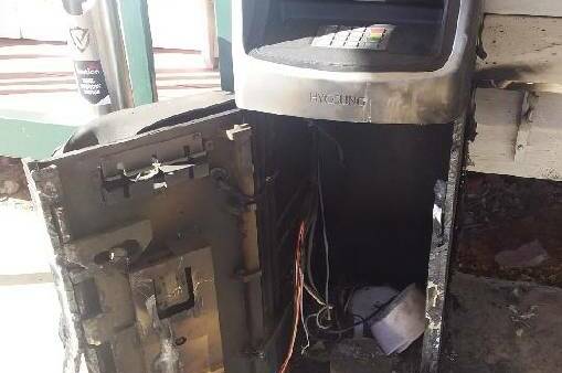 The ATM at Alpha was completely destroyed.