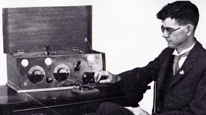 90 YEARS: Alfred Traeger and his pedal radio. The first message was sent from Cloncurry.
