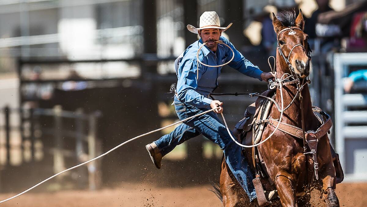 Brock Eastwell in the Mount Isa Rodeo rope and tie. Photo: Stephen Mowbray Photography