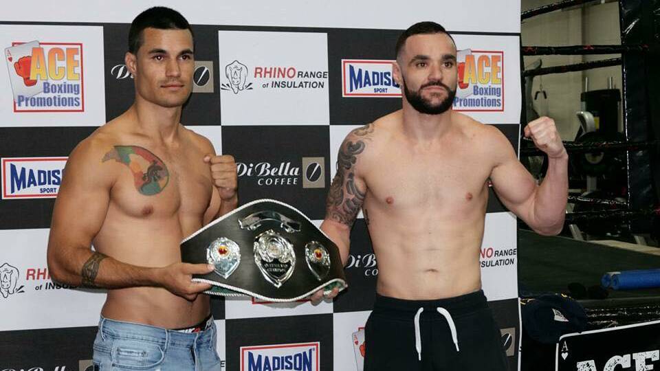 BATTLE STATIONS: Kolby Johnson and Adrian Rodriguez line up before their fight in Brisbane (Photo: Kolby Johnston Facebook)