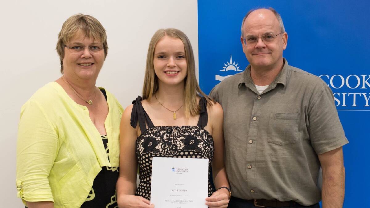 Kathrin was the joint winner of the Peter Doyle Medal, seen here with parents Sabine and Ulrich.