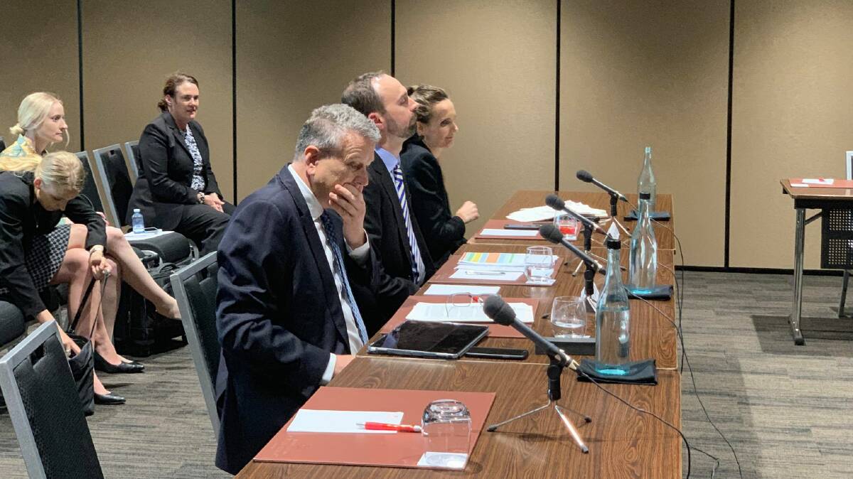 DEAR ME: Virgin Airlines executives give evidence to the Airline Senate hearing in Brisbane last Friday. Photo: Hamish Griffin