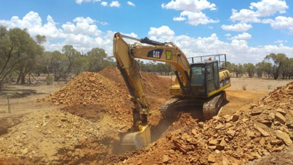 Excavation of bulk phosphate rock sampler for crusher test work at Ardmore.