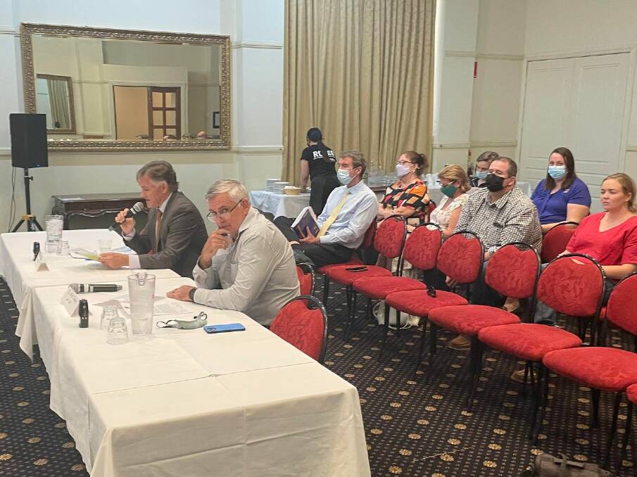 Crs Phil Barwick (left) and Mick Tully give evidence to the Mount Isa hearing.