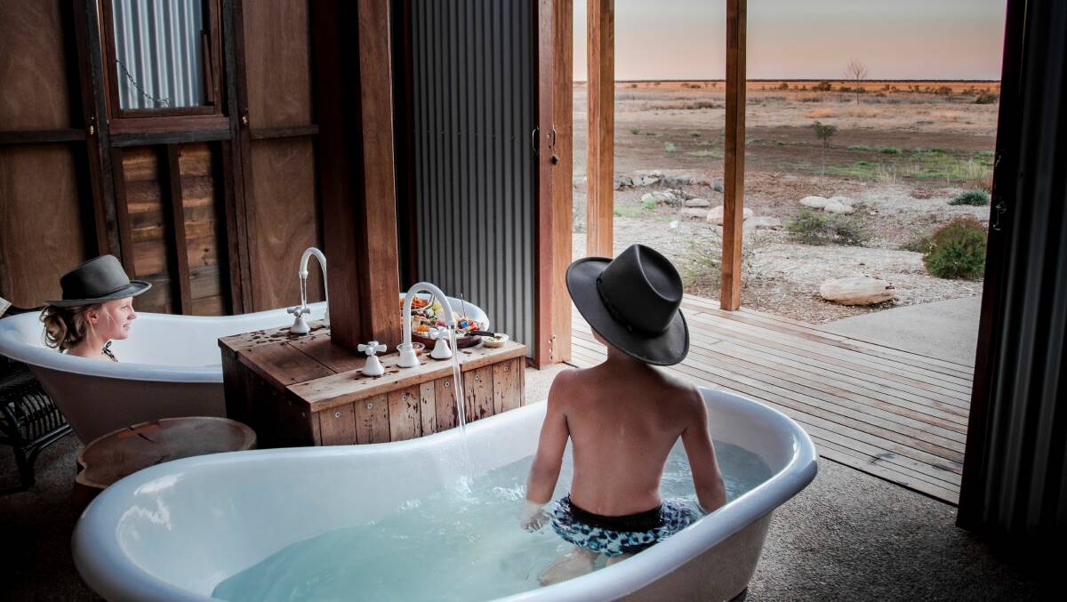 The artesian baths are very popular at Julia Creek Caravan Park. Photo: Outback Qld Tourism Assoc.