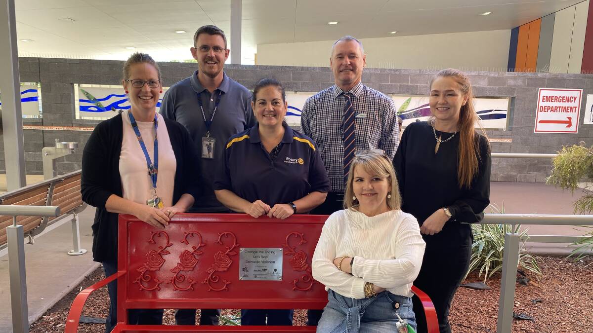 Back: Director of Nursing and Midwifery Troy Lane,Spinifex principal Phil Sweeney. Middle: Clinical Nurse Consultant Alyce Rosenthal, Presidentof the Rotary Club of Mount Isa, Louise Brogden and Mayor Danielle Slade. Front: Clinical Nurse Tina Ferguson.