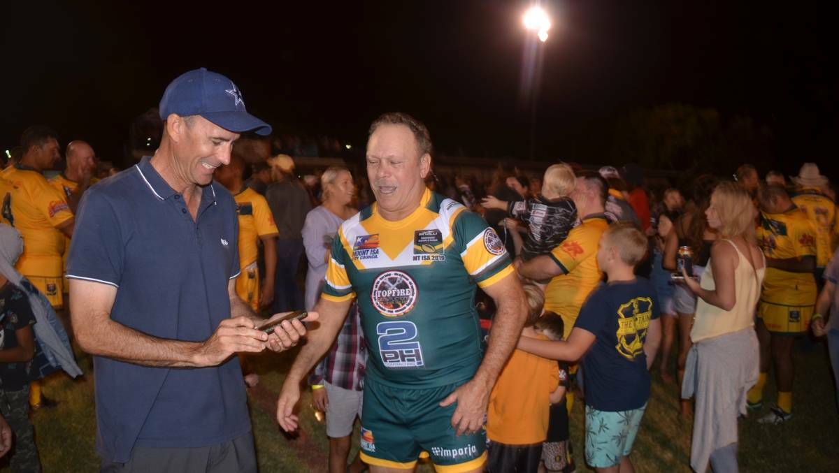 Cliff Lyons takes a moment out after the 2019 Legends game in Mount Isa.