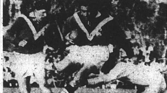 The French rugby league team in action in Mount Isa in 1964.