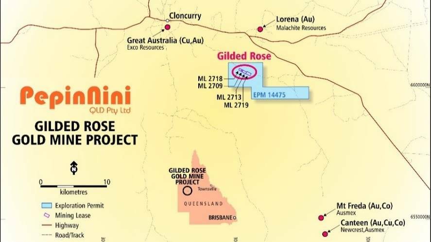 The Gilded Rose project is south-east of Cloncurry.