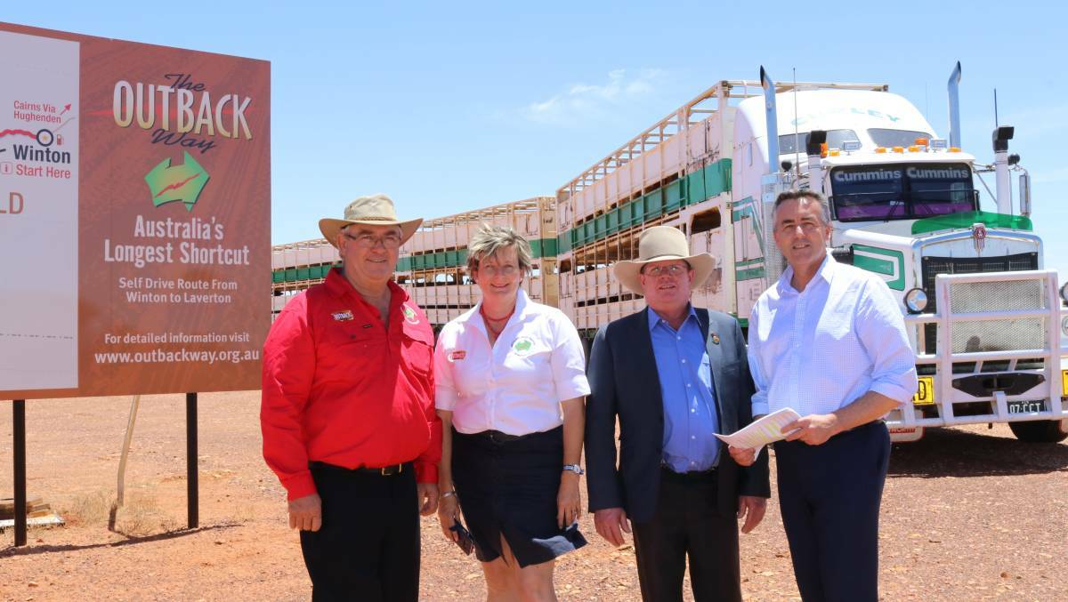 Boulia Shire Council Major Rick Britton (second right) said increased use of the Outback Way was bringing growing demand for support service.