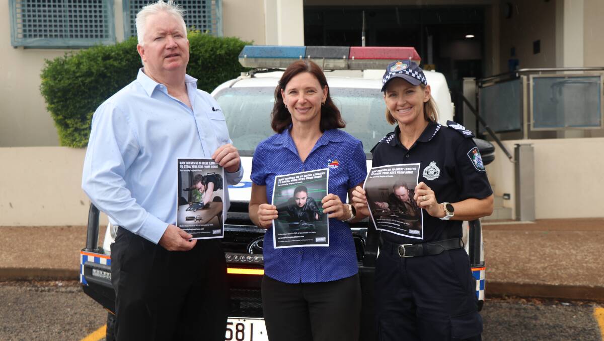 CRIME WISE: Senior Sergeant Sean Wade, Council Community Development Officer Petra Osinski and Mount Isa PCYC Branch Manager launch Operation Bounce Back campaign.