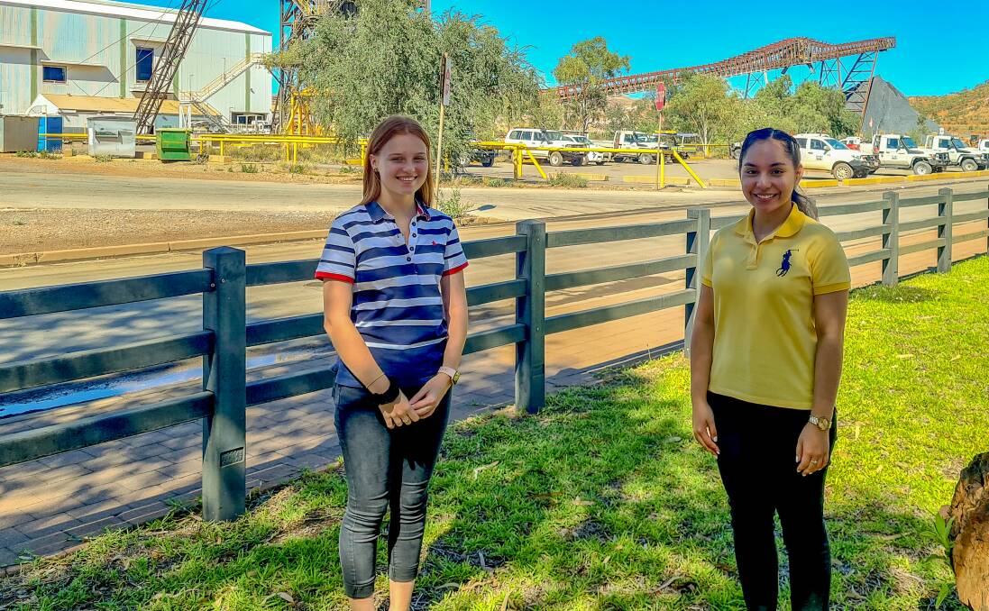 Work experience students Emily Logan and Lara Camenzuli at George Fisher Mine.