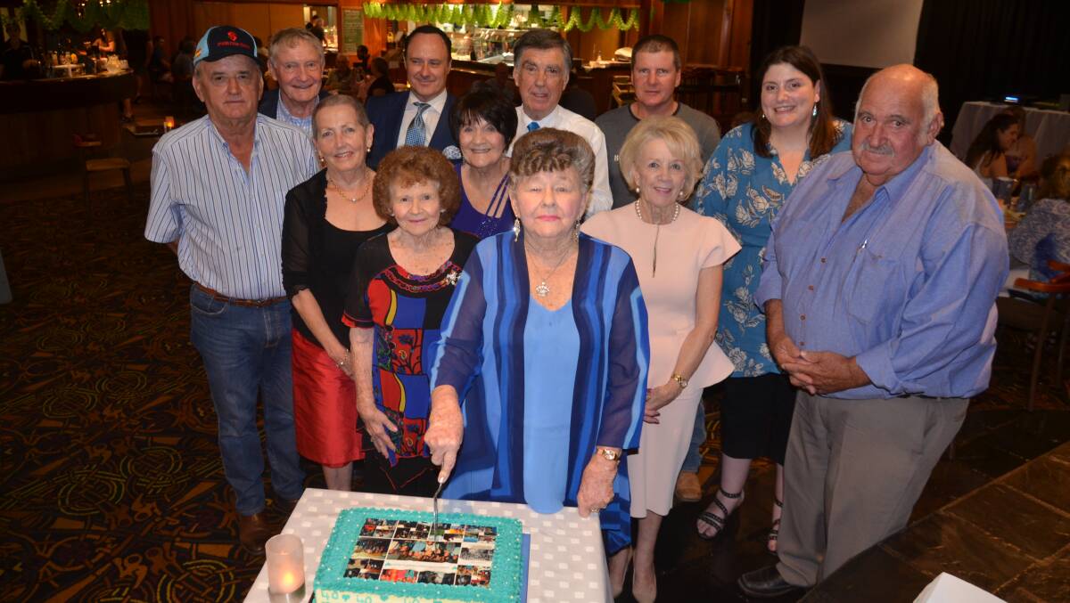 FOUR DECADES: Kathy Swift cuts the cake at the 40 year leukaemia dinner at the Irish Club on Wednesday. Photo: Derek Barry