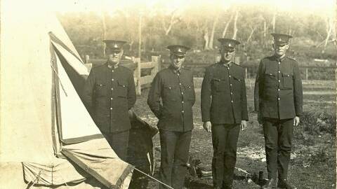 Police at Coolangatta, as part of the Queensland Police Border Patrol, May 23, 1919. Photo: Queensland Police Museum.
