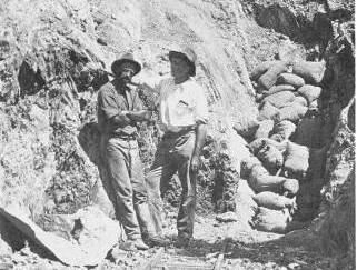John Campbell Miles and Douglas MacGillivray on the Racecourse outcrop of the Mount Isa find in 1923.