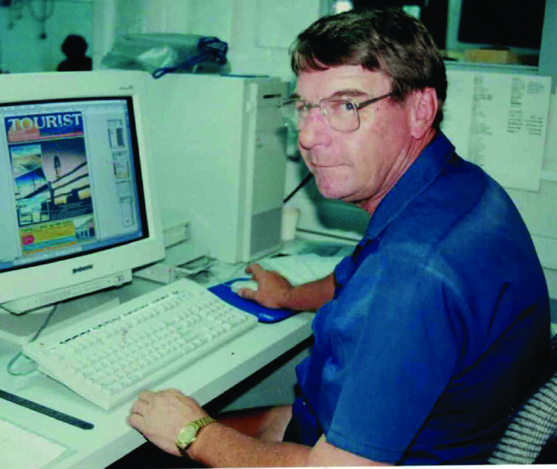 Barry Pringle at work during the changeover to Mac and PCs from stand-alone Harris Newspaper System.