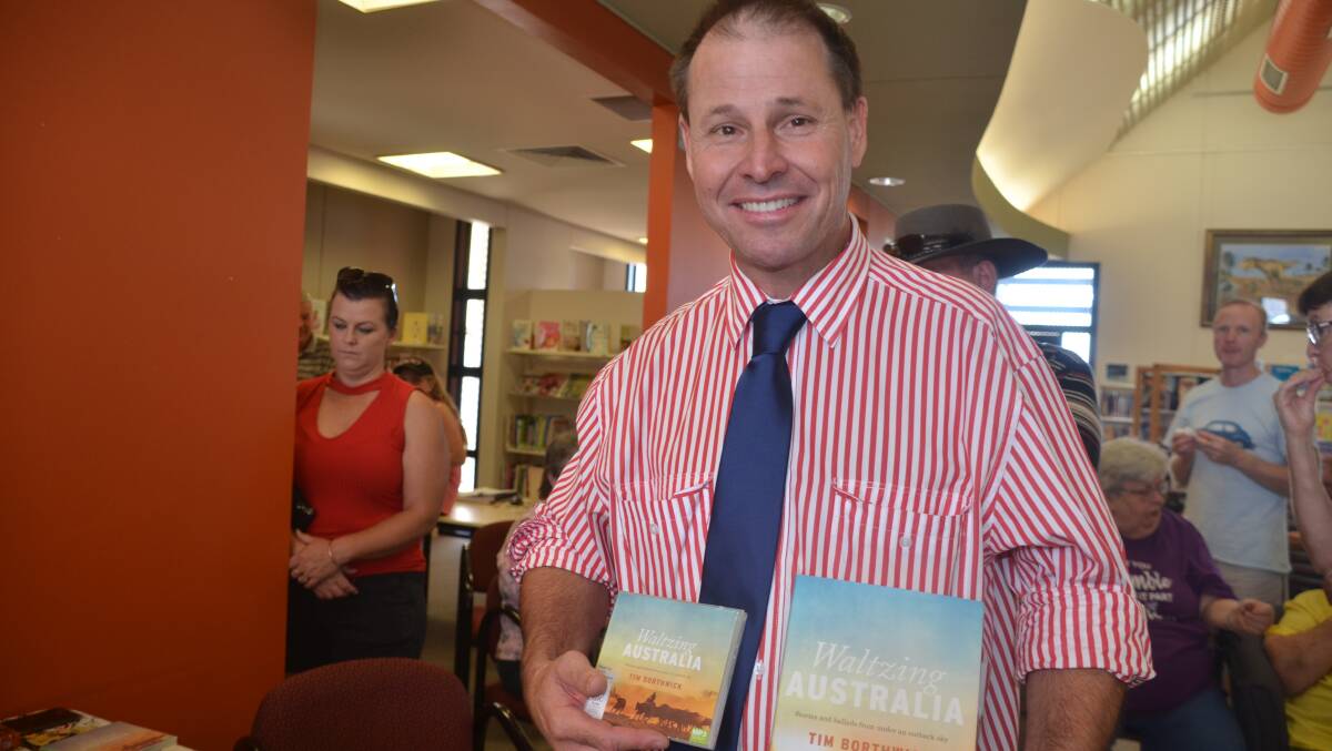 Tim Borthwick had copies of his book of bush poetry called Waltzing Australia as well as audio CDs narrated by Jack Thompson at his Winton launch.