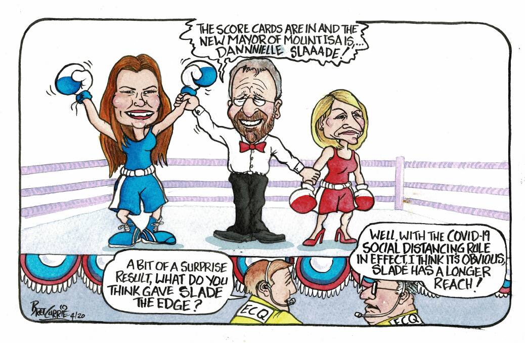 Bret Currie imagines Danielle Slade's narrow election win over Joyce McCulloch as a boxing match, though we're not sure about the referee!