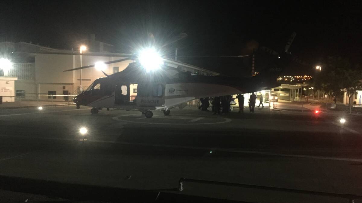 Queensland Government rescue chopper is tasked to the hospital around 11pm Christmas Eve.