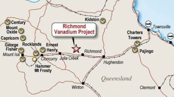 Map of the Richmond Vanadium Project.