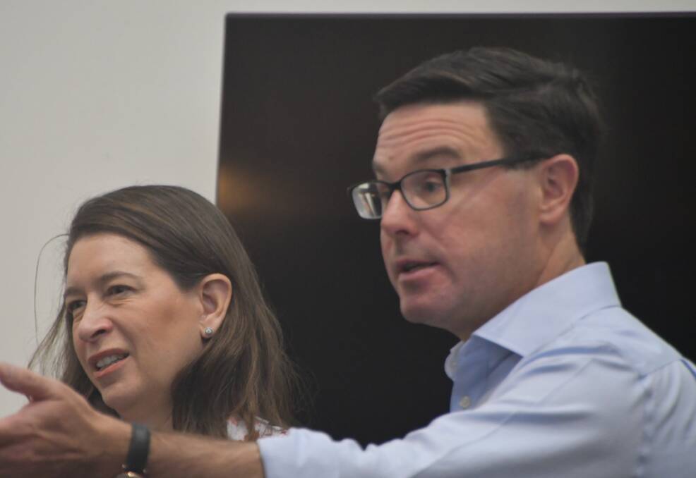 David Littleproud makes a point in his visit to Mount Isa with Senator Susan McDonald in attendance.