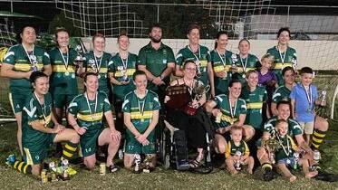The Isaroos are celebrating after winning the Mount Isa women's premiership.