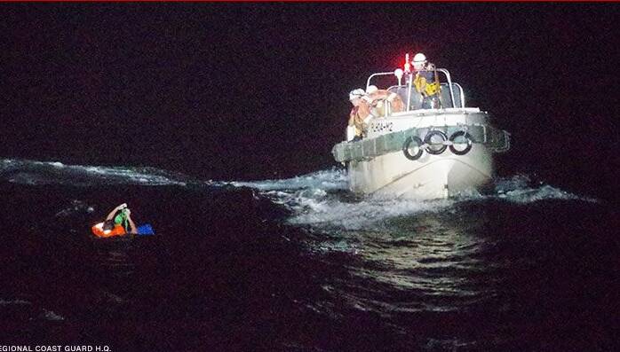 Japanese Coast Guard rescue one of the survivors earlier this month. Photo: Japan Coast Guard